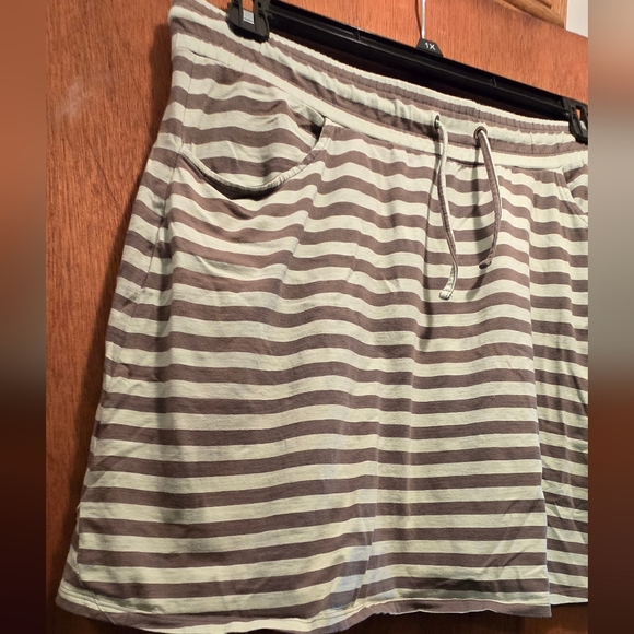 Toad&Co Green Striped Midi Skirt SzL - Picture 4 of 8